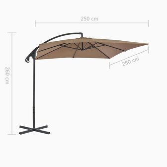 Zweefparasol met stalen paal 250x250 cm taupe 9