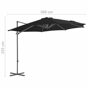 Zweefparasol met stalen paal 300 cm zwart 9