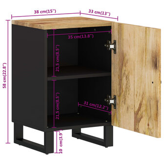 Badkamerkast 38x33x58 cm massief mangohout 11