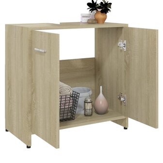 Badkamerkast 60x33x61 cm bewerkt hout sonoma eikenkleurig 3