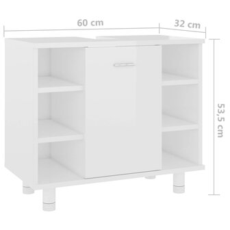 Badkamerkast 60x32x53,5 cm bewerkt hout hoogglans wit 8