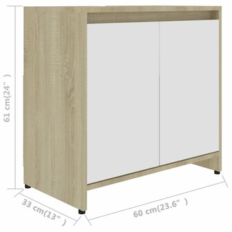 Badkamerkast 60x33x61 cm bewerkt hout hoogglans wit 10