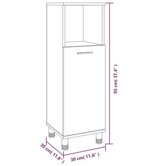 Badkamerkast 30x30x95 cm bewerkt hout gerookt eikenkleurig 10