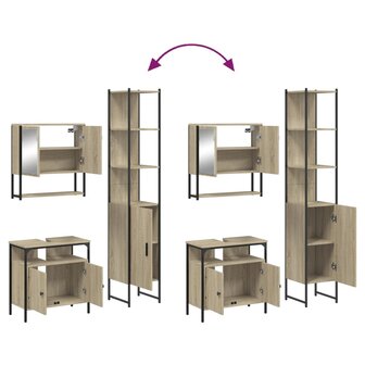 3-delige Badkamermeubelset bewerkt hout sonoma eikenkleurig 9