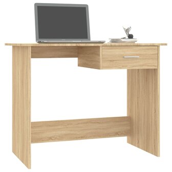 Bureau 100x50x76 cm bewerkt hout gerookt eikenkleurig 3