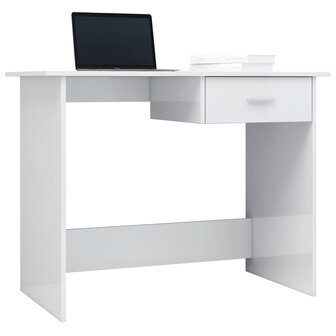 Bureau 100x50x76 cm bewerkt hout hoogglans wit 3