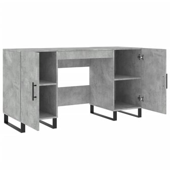 Bureau 140x50x75 cm bewerkt hout betongrijs 5