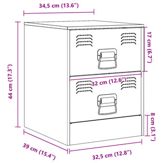 Nachtkastjes 2 st 34,5x39x44 cm staal roze 12