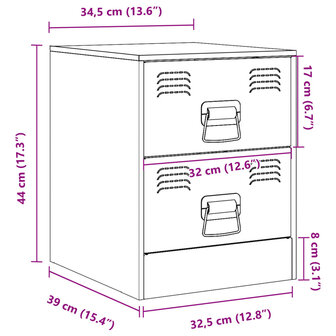 Nachtkastjes 2 st 34,5x39x44 cm staal wit 11