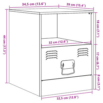 Nachtkastjes 2 st 34,5x39x44 cm staal roze 12