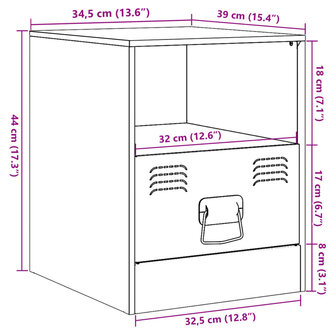 Nachtkastjes 2 st 34,5x39x44 cm staal wit 12