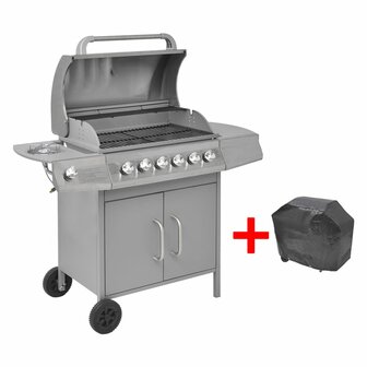 Gasbarbecue 6+1 kookzone zilver 1