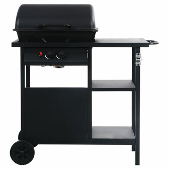 Gasbarbecue met 3-laags zijtafel zwart 3