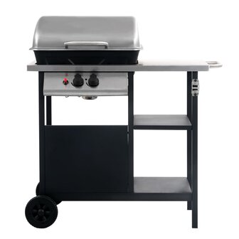 Gasbarbecue met 3-laags zijtafel zwart en zilverkleurig 3