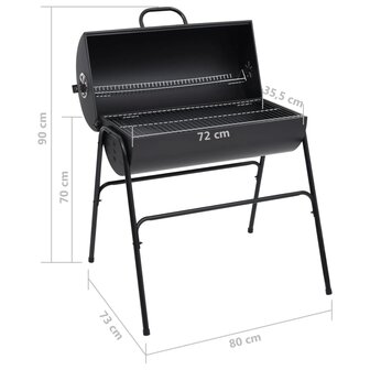 Barbecuevat met 2 kookroosters 80x95x90 cm staal zwart 8