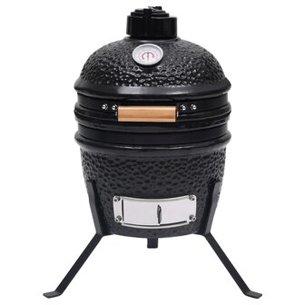 Kamado barbecue 2-in-1 56 cm keramiek zwart 3