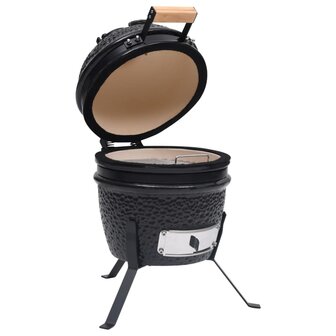 Kamado barbecue 2-in-1 56 cm keramiek zwart 4