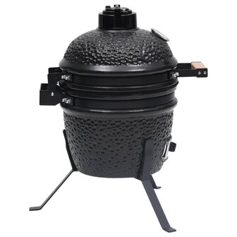 Kamado barbecue 2-in-1 56 cm keramiek zwart 5