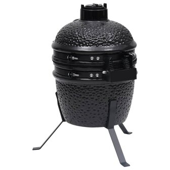 Kamado barbecue 2-in-1 56 cm keramiek zwart 6