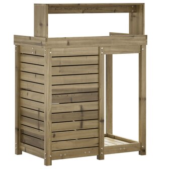 Oppottafel met schappen 82,5x50x109,5 cm ge&iuml;mpregneerd hout 7