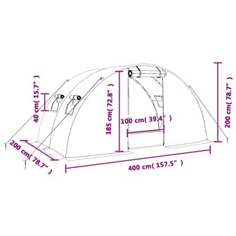 Tuinkas met stalen frame 8 m&sup2; 4x2x2 m 12