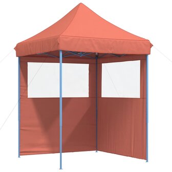 Partytent inklapbaar pop-up met 2 zijwanden terracottakleurig 2