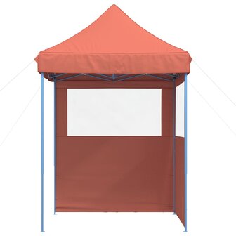 Partytent inklapbaar pop-up met 2 zijwanden terracottakleurig 3