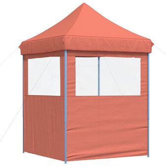 Partytent inklapbaar pop-up met 2 zijwanden terracottakleurig 5