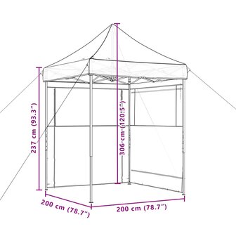 Partytent inklapbaar pop-up met 2 zijwanden terracottakleurig 9