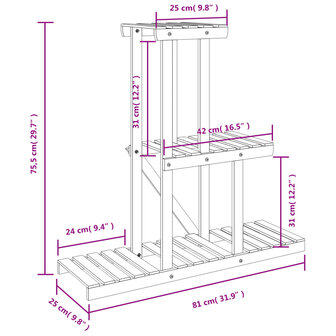 Plantenstandaard 81x25x75,5 cm massief vurenhout 8