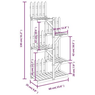 Plantenstandaard 60x25x130 cm massief vurenhout 8