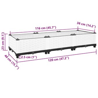 Plantenbak verhoogd 120x40x23 cm polypropeen 8