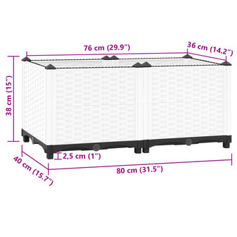 Plantenbak verhoogd 80x40x38 cm polypropeen 8