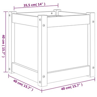 Plantenbak 40x40x40 cm massief grenenhout wit 11