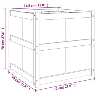 Plantenbak 70x70x70 cm massief grenenhout wit 11