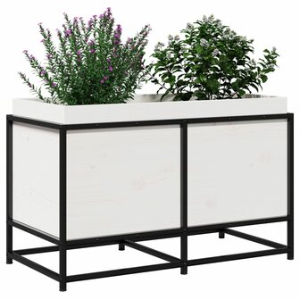 Plantenbak 80x40x50 cm massief grenenhout wit 4