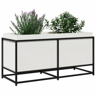 Plantenbak 100x40x50 cm massief grenenhout wit 4