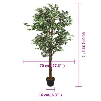 Kunstplant ficus 378 bladeren 80 cm groen 5