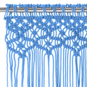 Gordijn macram&eacute; 140x240 cm katoen blauw 3