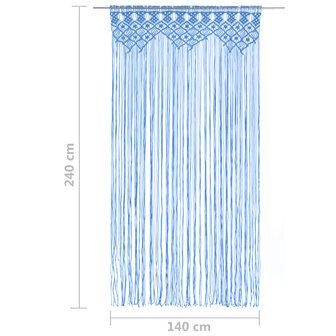 Gordijn macram&eacute; 140x240 cm katoen blauw 5