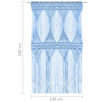 Gordijn macram&eacute; 140x240 cm katoen blauw 5