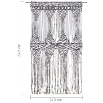 Gordijn macram&eacute; 140x240 cm katoen antraciet 5