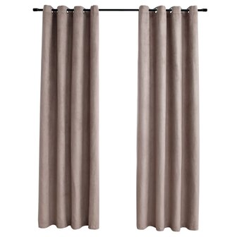 Gordijn verduisterend met metalen ringen 2 st 140x225 cm taupe 2