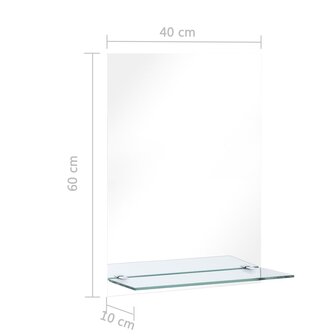 Wandspiegel met schap 40x60 cm gehard glas 6