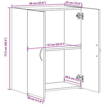 Archiefkast 60x32x77,5 cm bewerkt hout sonoma eiken 10