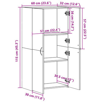 Archiefkast 60x32x115 cm bewerkt hout zwart 10