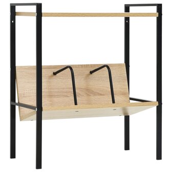 Boekenkast 2 schappen 52x28x59 cm bewerkt hout zwart en eiken 1