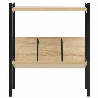 Boekenkast 2 schappen 52x28x59 cm bewerkt hout zwart en eiken 3