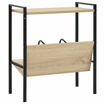 Boekenkast 2 schappen 52x28x59 cm bewerkt hout zwart en eiken 5