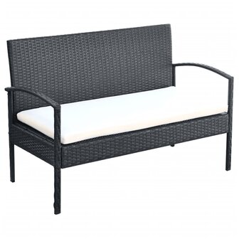 4-delige Loungeset met kussens poly rattan zwart 5